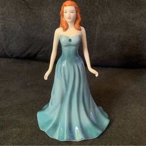 Royal Doulton girl/lady Dec. birthday. Has a blue/turquoise Swarovski crystal